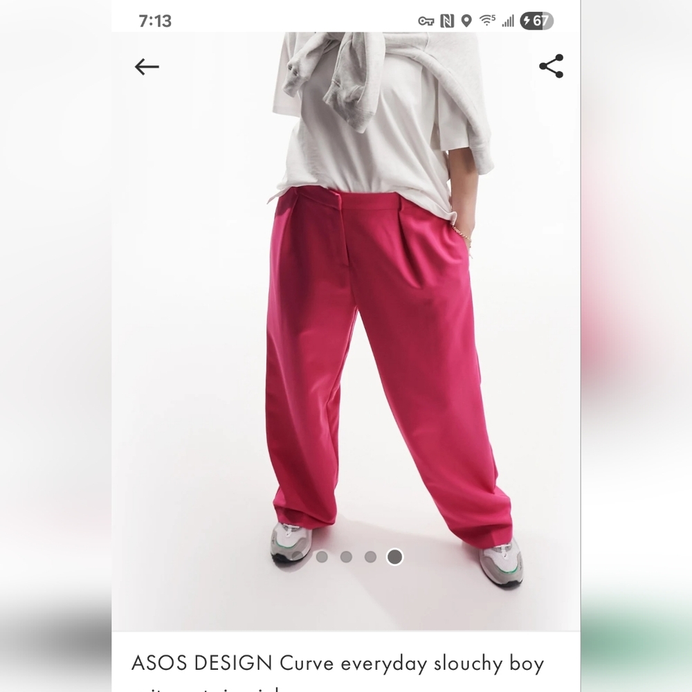 ASOS Curve Pink Relaxed Fit Casual Pants